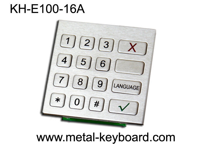 Keypad Numerik Industri Stainless Steel yang kokoh dengan 16 Tombol untuk Kios Check-in