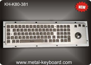 Rugged Vandal resistant Backlit Metal keyboard with track ball , USB interface and 80 keys