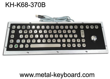 IP65 Keyboard Industri Komputer Logam Hitam dengan Trackball Stainless Steel